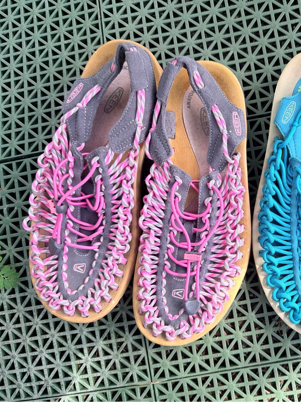 KEEN Women's Pink and Gray Braided Sandal - Open Weave Outdoor Style